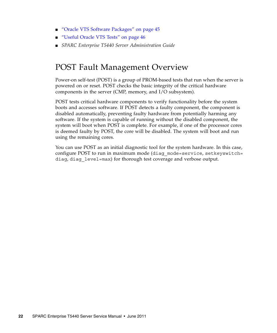 Post fault management overview | FUJITSU T5440 User Manual | Page 44 / 212