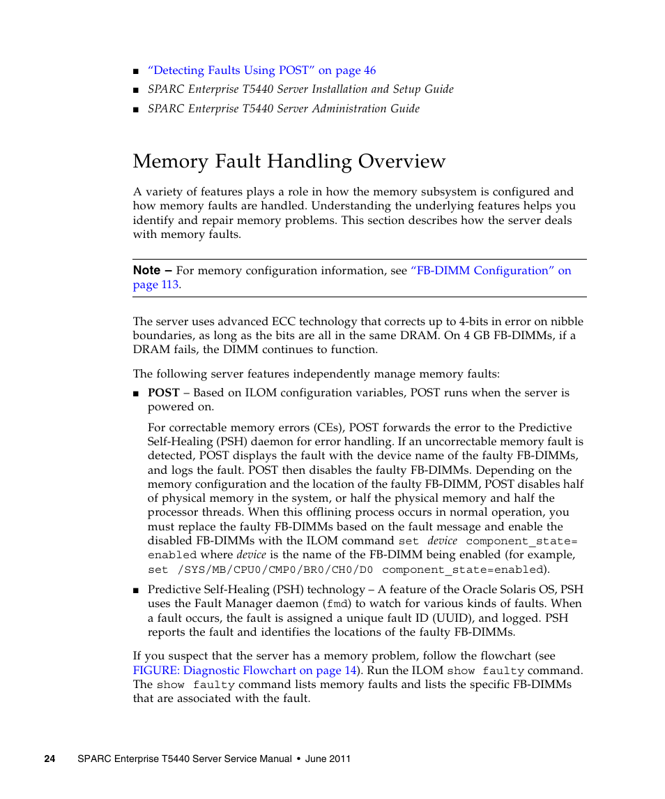 Memory fault handling overview | FUJITSU T5440 User Manual | Page 46 / 212