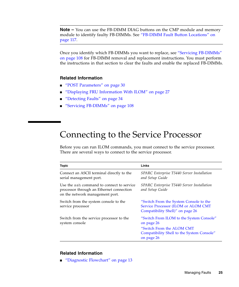 Connecting to the service processor | FUJITSU T5440 User Manual | Page 47 / 212