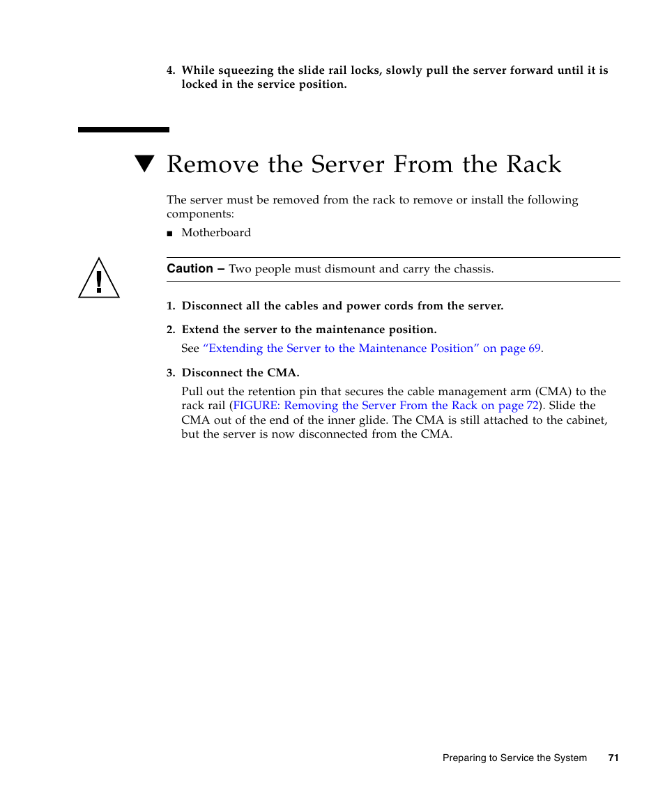 Remove the server from the rack | FUJITSU T5440 User Manual | Page 93 / 212