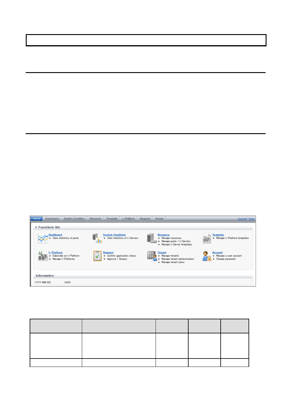 Chapter 1 overview, 1 users, 2 function list | FUJITSU Service View Resource Orchestrator Cloud Edition V3.0.0 User Manual | Page 8 / 102