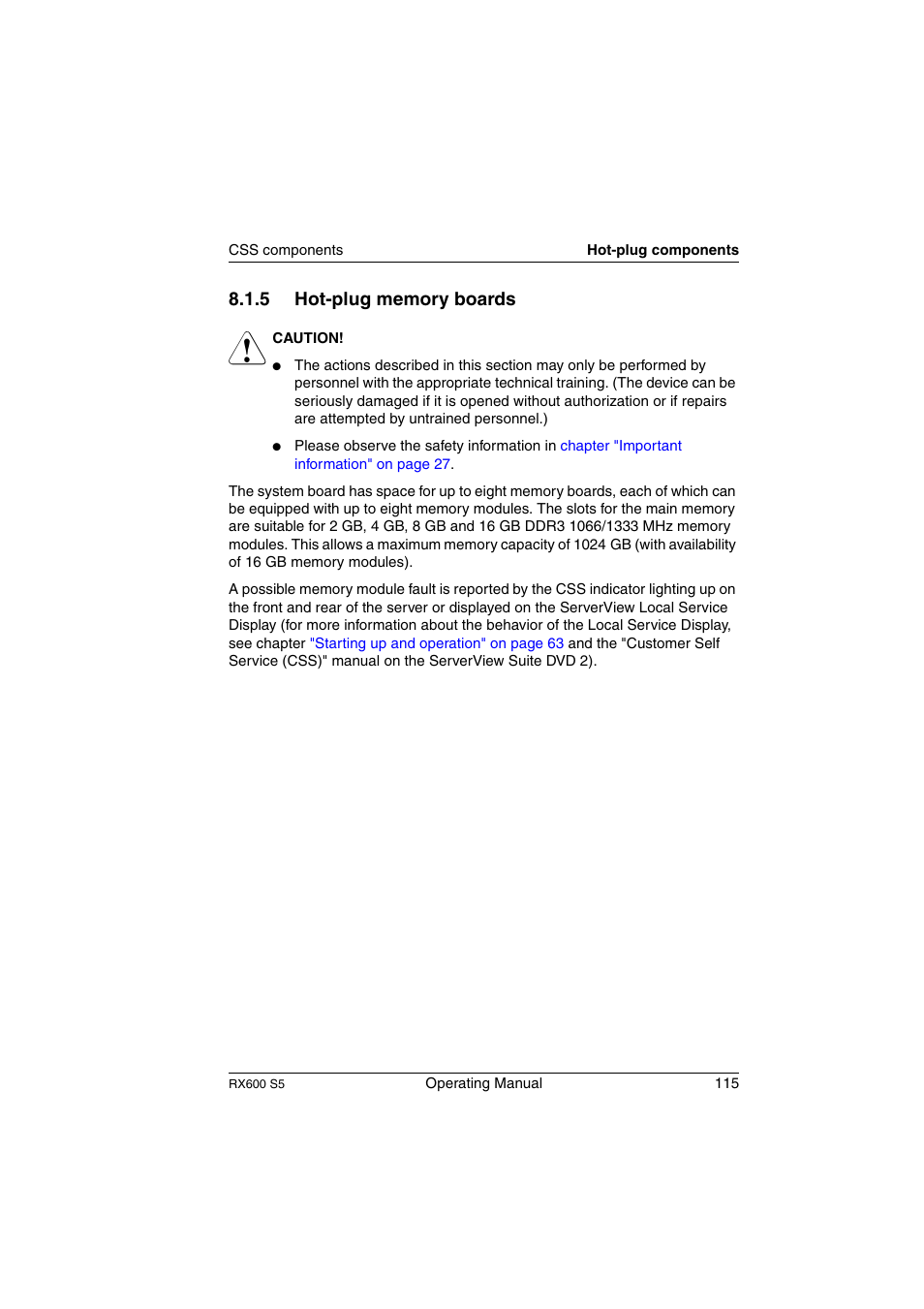 Hot-plug memory boards | FUJITSU PRIMERGY RX600 S5 User Manual | Page 115 / 148