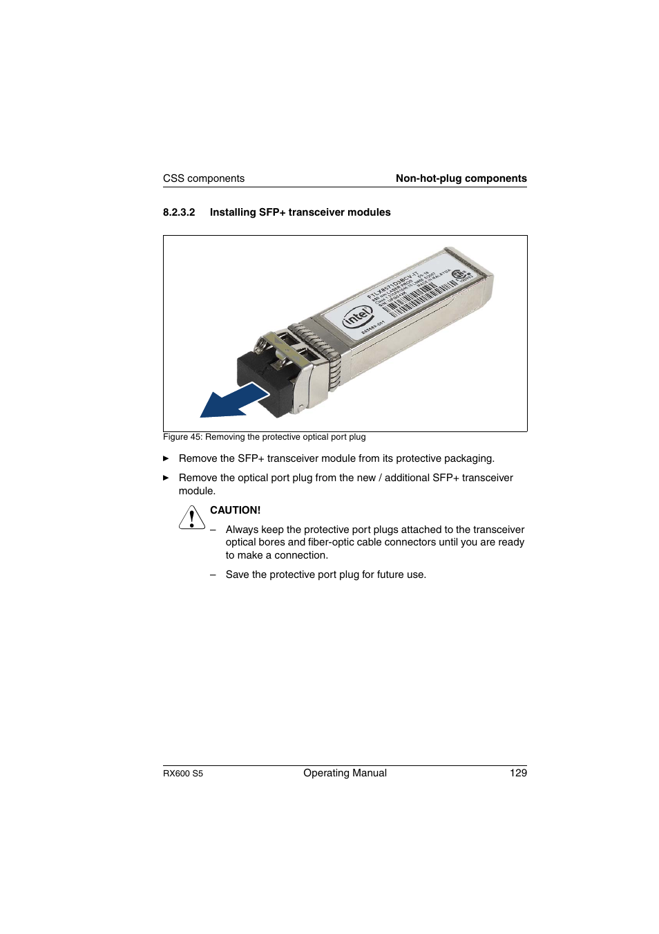 Installing sfp+ transceiver modules | FUJITSU PRIMERGY RX600 S5 User Manual | Page 129 / 148