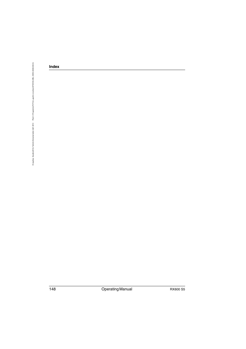 148 operating manual, Index, Rx600 s5 | FUJITSU PRIMERGY RX600 S5 User Manual | Page 148 / 148