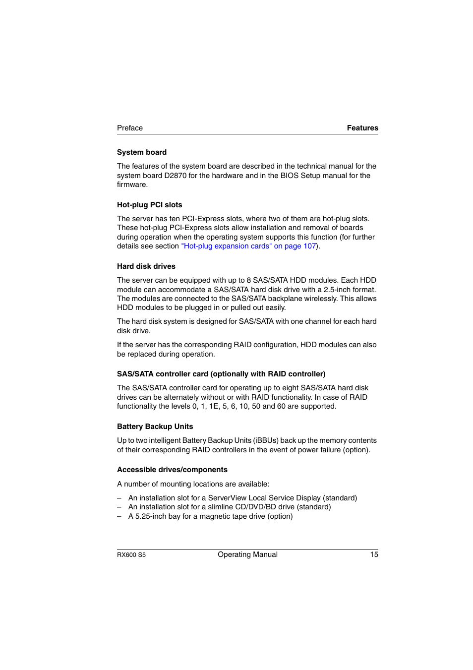 FUJITSU PRIMERGY RX600 S5 User Manual | Page 15 / 148