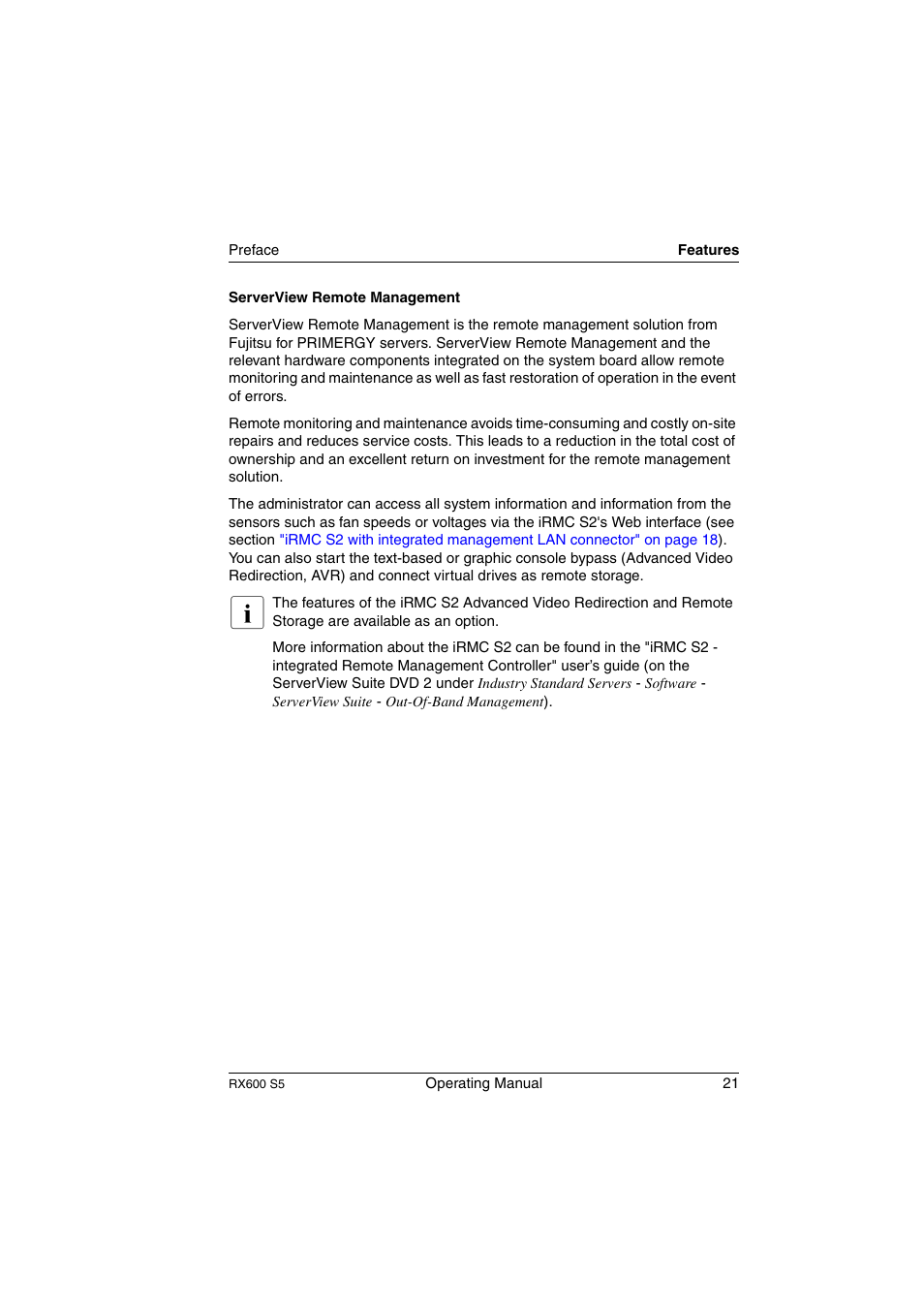 FUJITSU PRIMERGY RX600 S5 User Manual | Page 21 / 148
