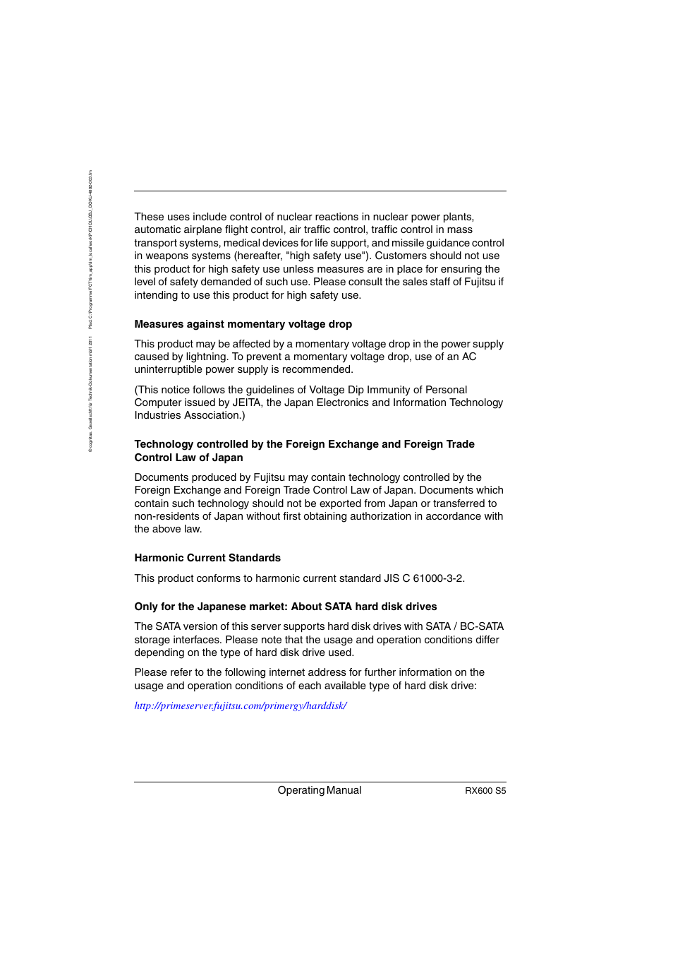 Operating manual, Rx600 s5 | FUJITSU PRIMERGY RX600 S5 User Manual | Page 4 / 148