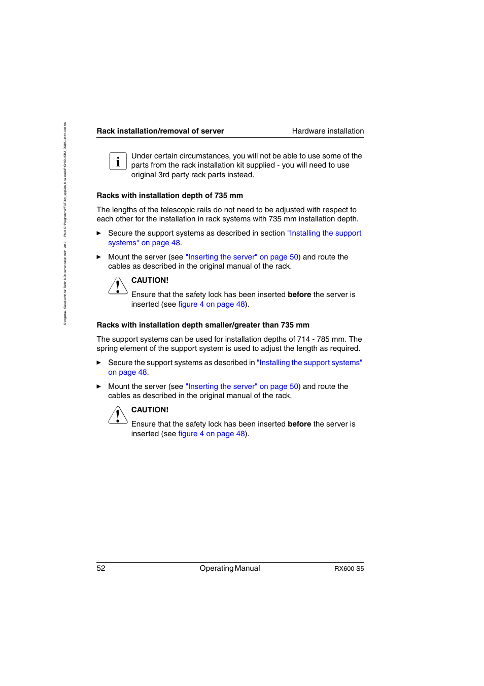 52 operating manual | FUJITSU PRIMERGY RX600 S5 User Manual | Page 52 / 148