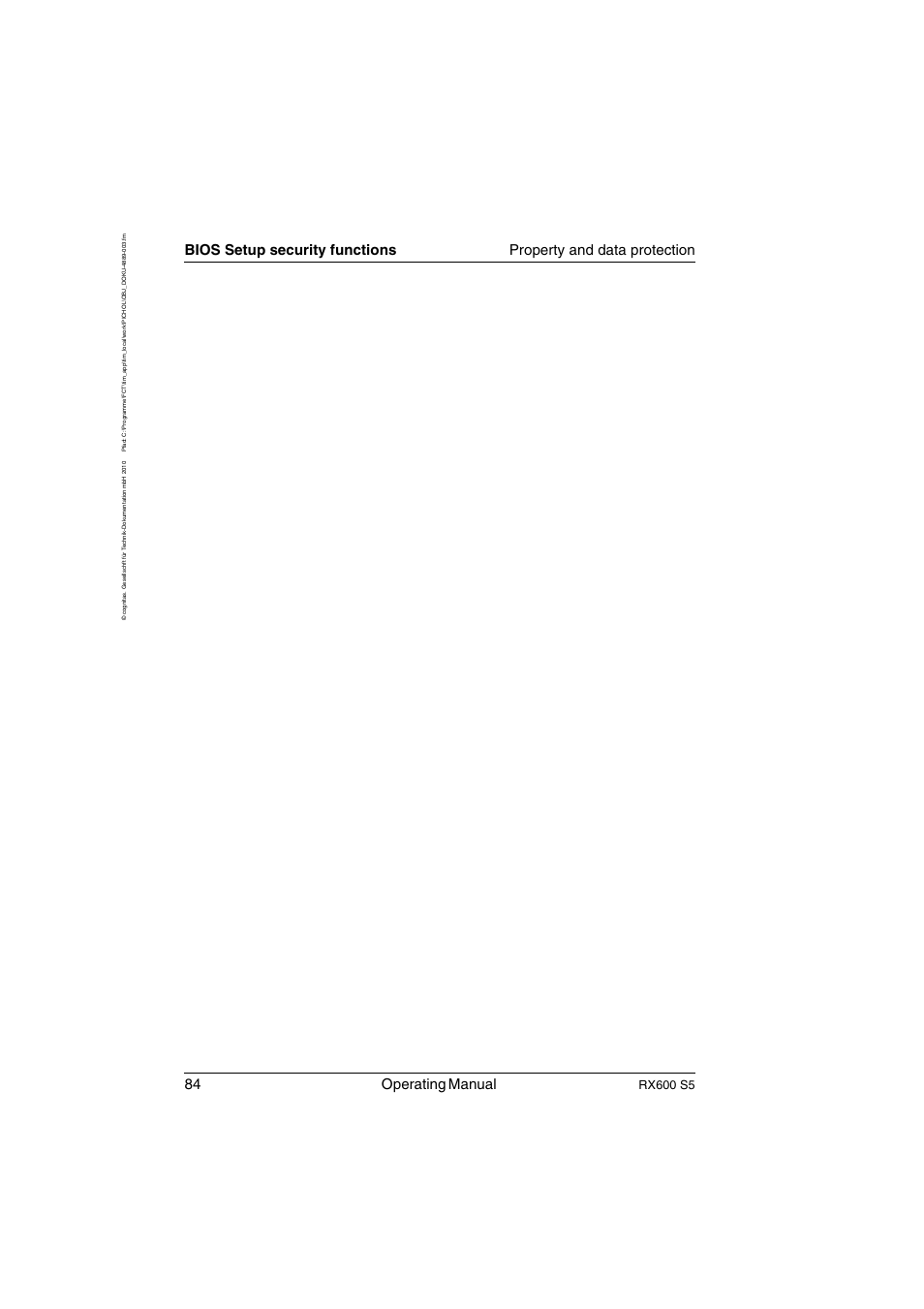 84 operating manual, Rx600 s5 | FUJITSU PRIMERGY RX600 S5 User Manual | Page 84 / 148