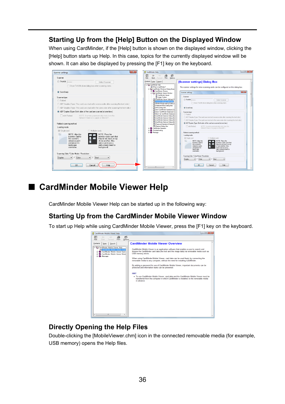 Cardminder mobile viewer help | FUJITSU CardMinder P2WW-2640-01ENZ0 User Manual | Page 36 / 40
