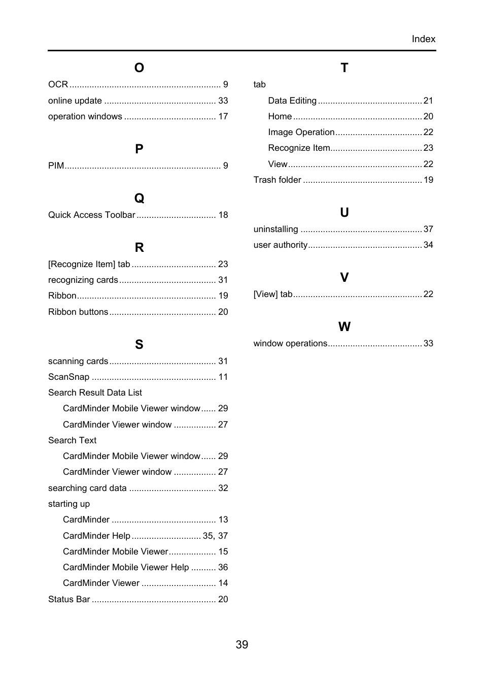 FUJITSU CardMinder P2WW-2640-01ENZ0 User Manual | Page 39 / 40
