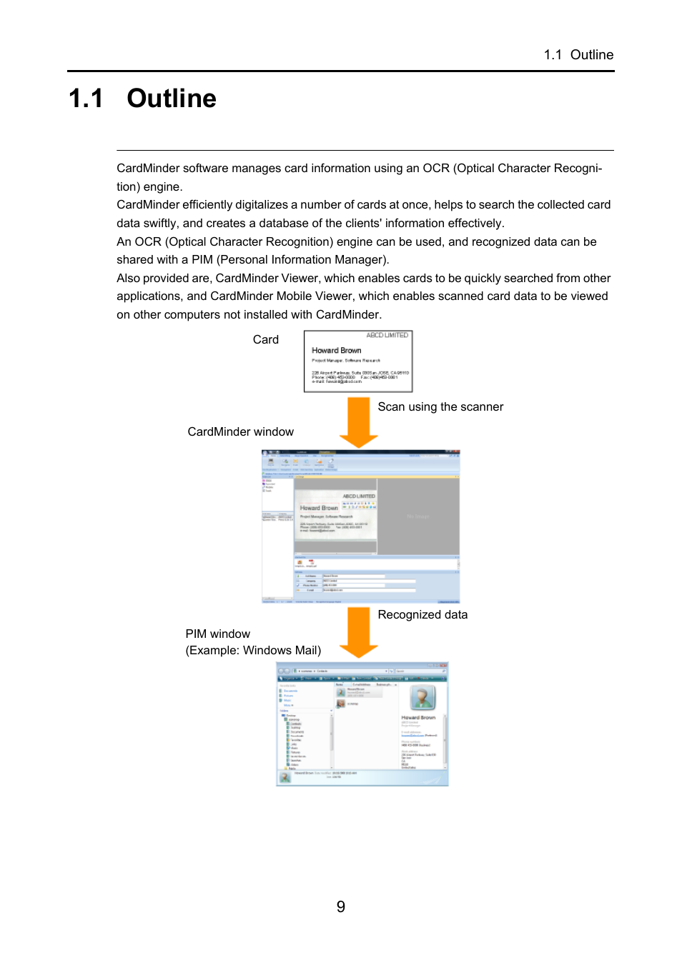 1 outline, Outline | FUJITSU CardMinder P2WW-2640-01ENZ0 User Manual | Page 9 / 40