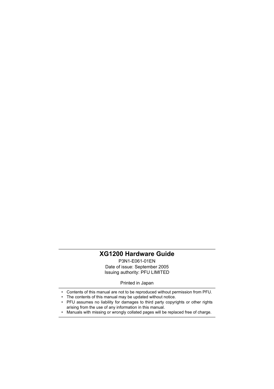 Xg1200 hardware guide | FUJITSU XG1200 User Manual | Page 40 / 40