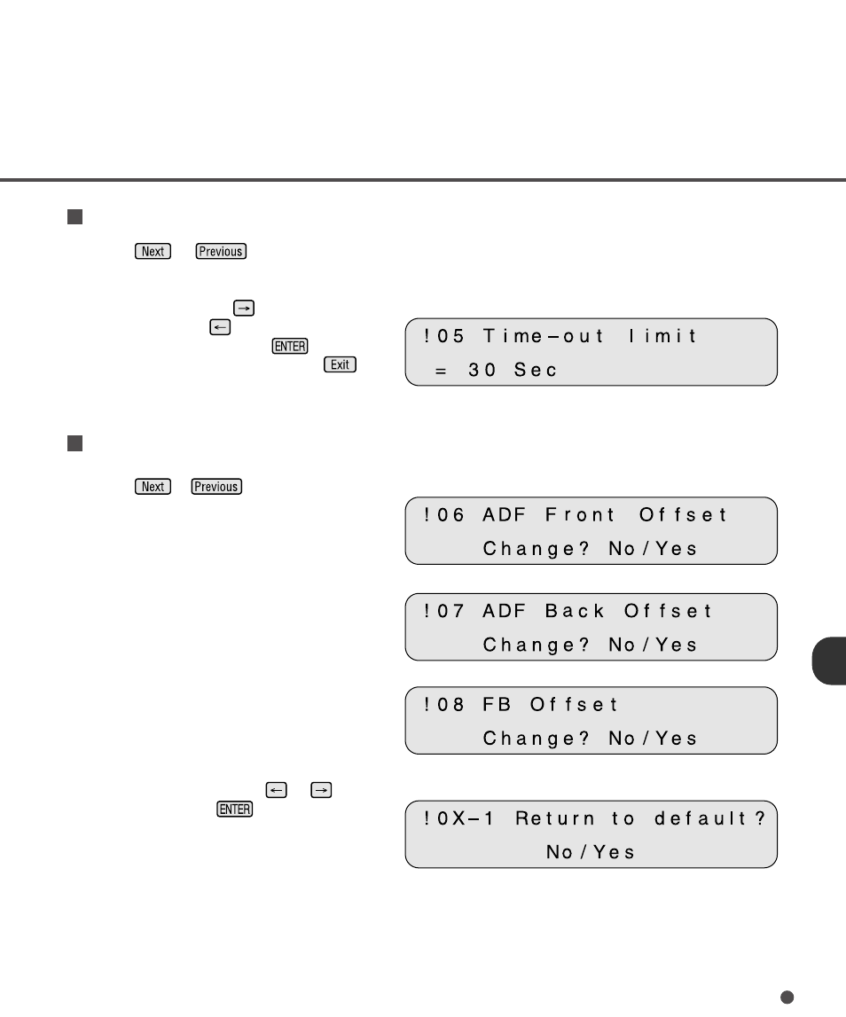 Setting time-out limit, Setting offset | FUJITSU M3097DE User Manual | Page 56 / 70