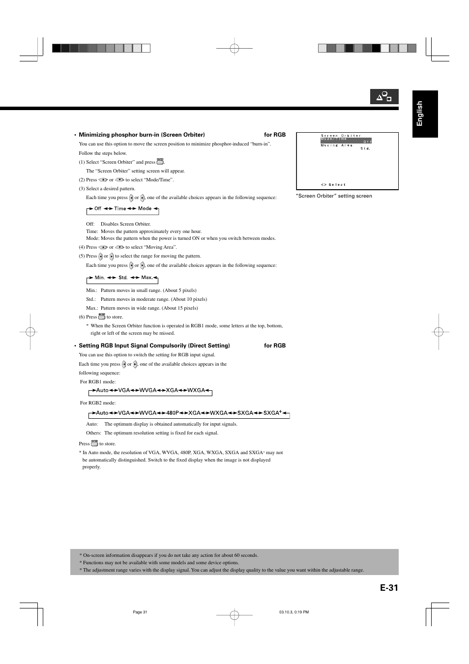 E-31, English | FUJITSU P42VHA30W User Manual | Page 40 / 43