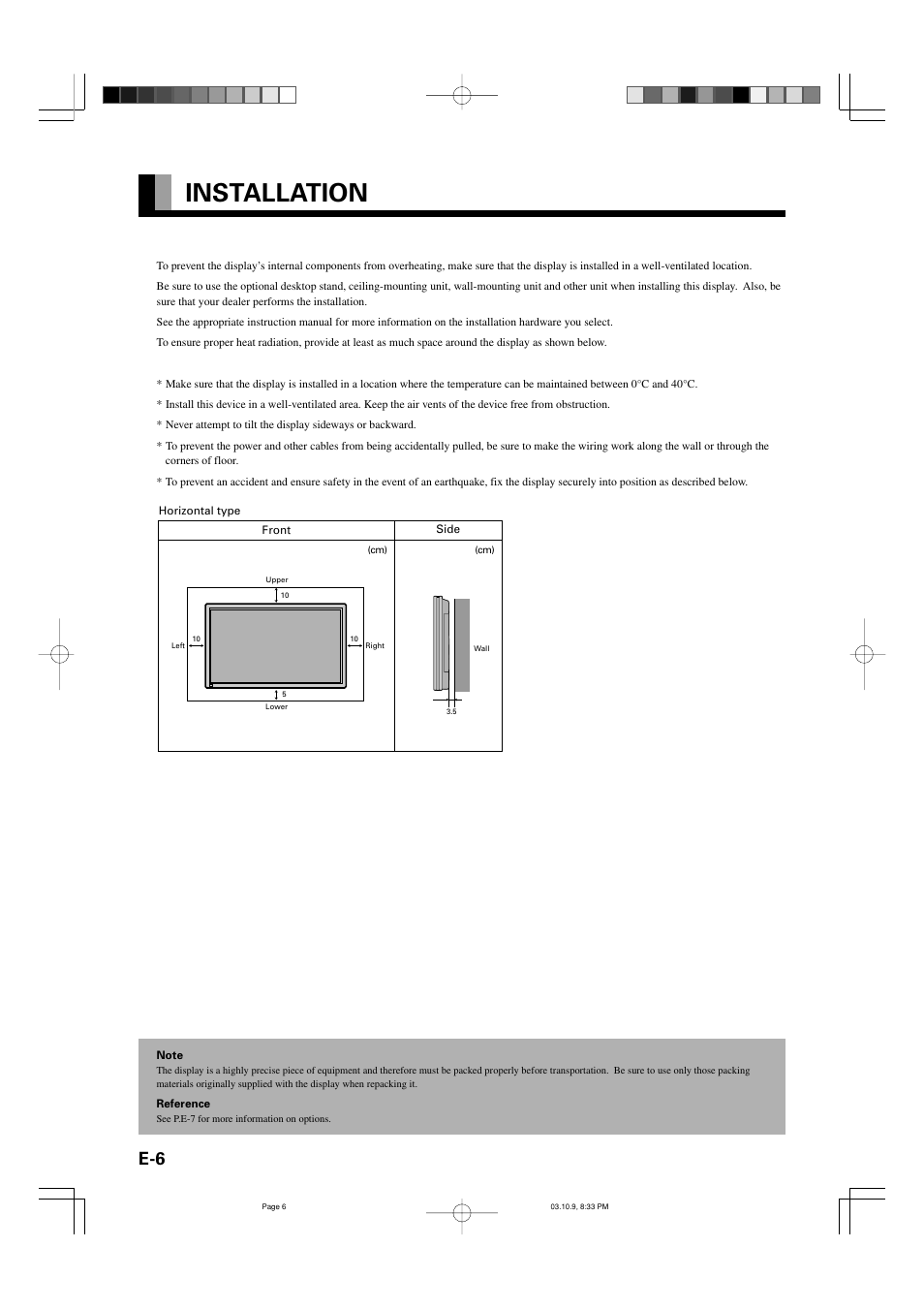 Installation | FUJITSU P42VHA30W User Manual | Page 6 / 43