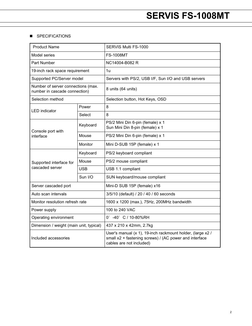 Servis fs-1008mt | FUJITSU FS-1008MT Series User Manual | Page 2 / 5