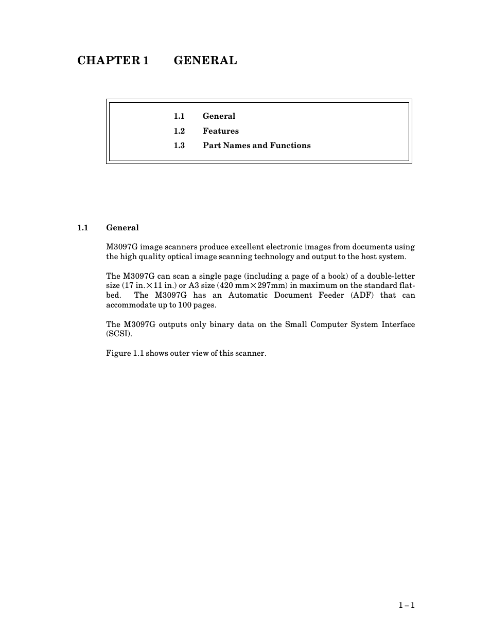 Chapter 1 general, 1 general, Chapter 1 | General | FUJITSU M3097G User Manual | Page 10 / 163