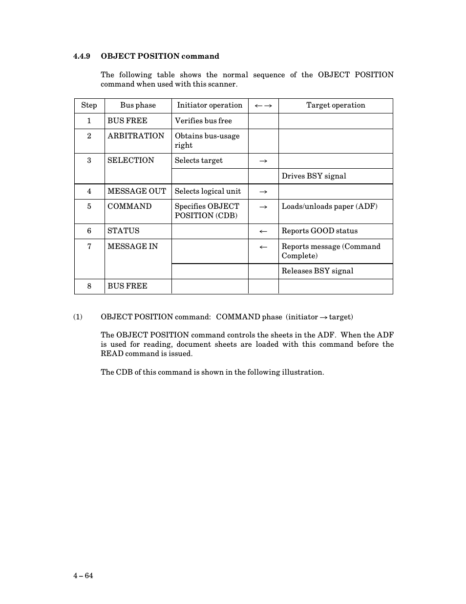 9 object position command, Object position command | FUJITSU M3097G User Manual | Page 89 / 163
