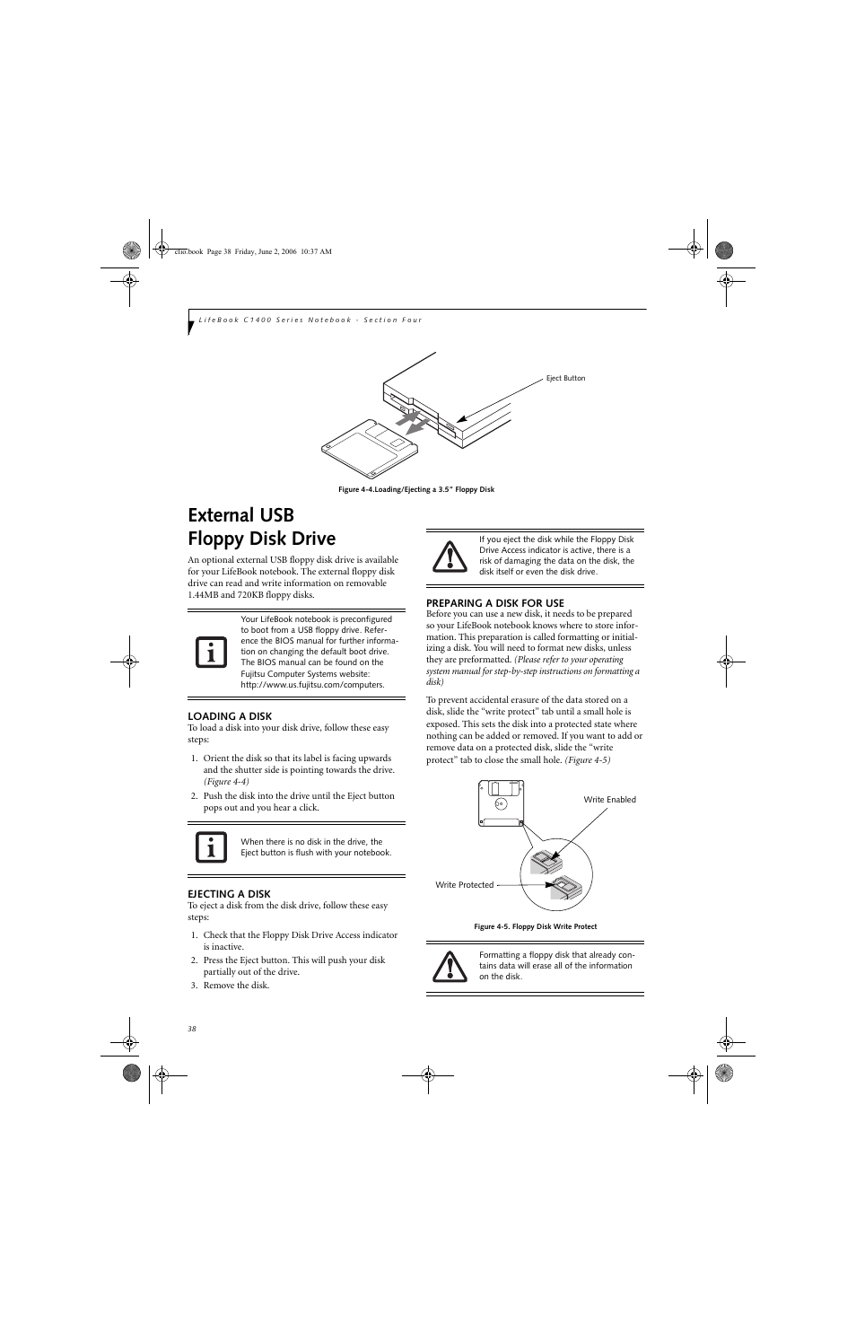 External usb floppy disk drive | FUJITSU C1410 User Manual | Page 48 / 112