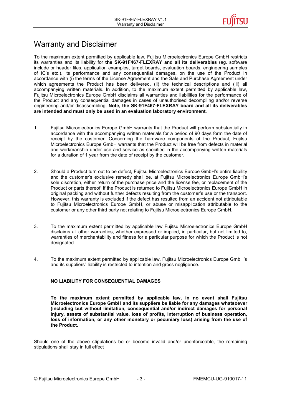 Warranty and disclaimer | FUJITSU MB91460 SERIES User Manual | Page 3 / 73