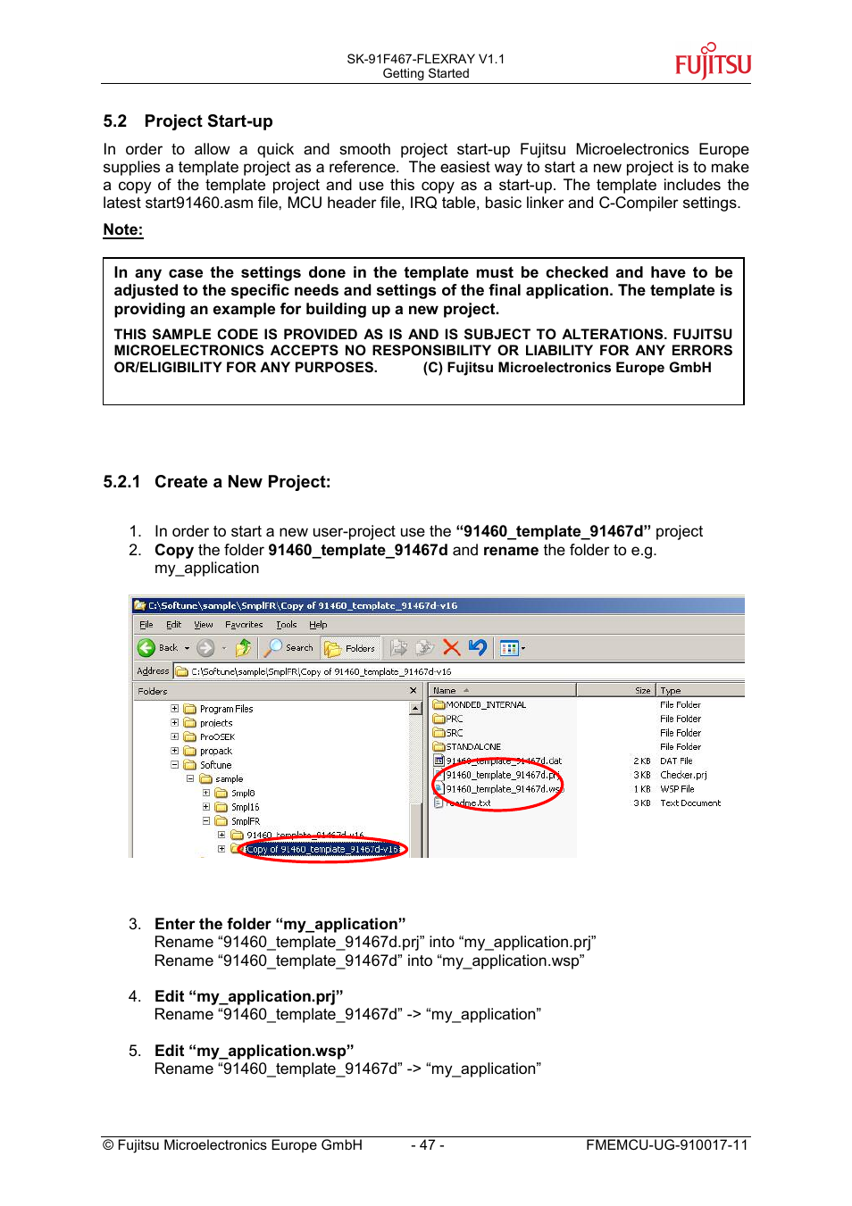 2 project start-up, 1 create a new project, Project start-up | Create a new project | FUJITSU MB91460 SERIES User Manual | Page 47 / 73
