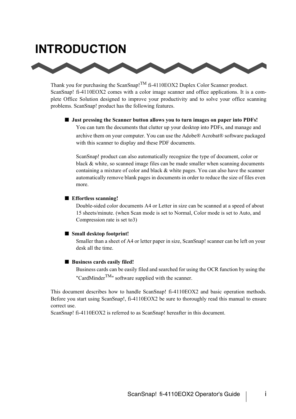 Introduction | FUJITSU SCANSNAP! FI-4110EOX2 User Manual | Page 3 / 97