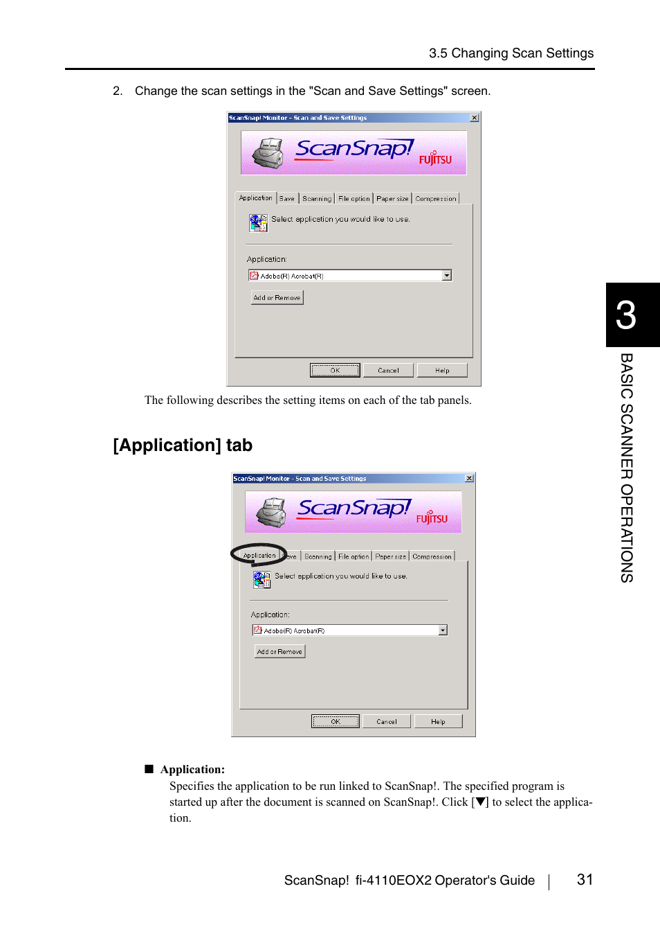 Application] tab | FUJITSU SCANSNAP! FI-4110EOX2 User Manual | Page 47 / 97