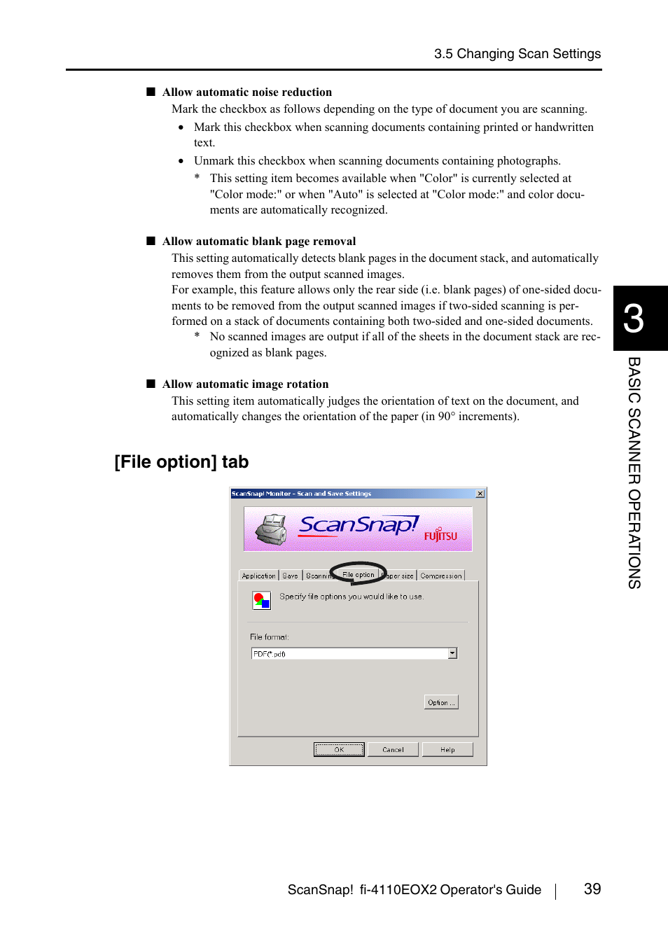 Allow automatic image rotation, File option] tab | FUJITSU SCANSNAP! FI-4110EOX2 User Manual | Page 55 / 97