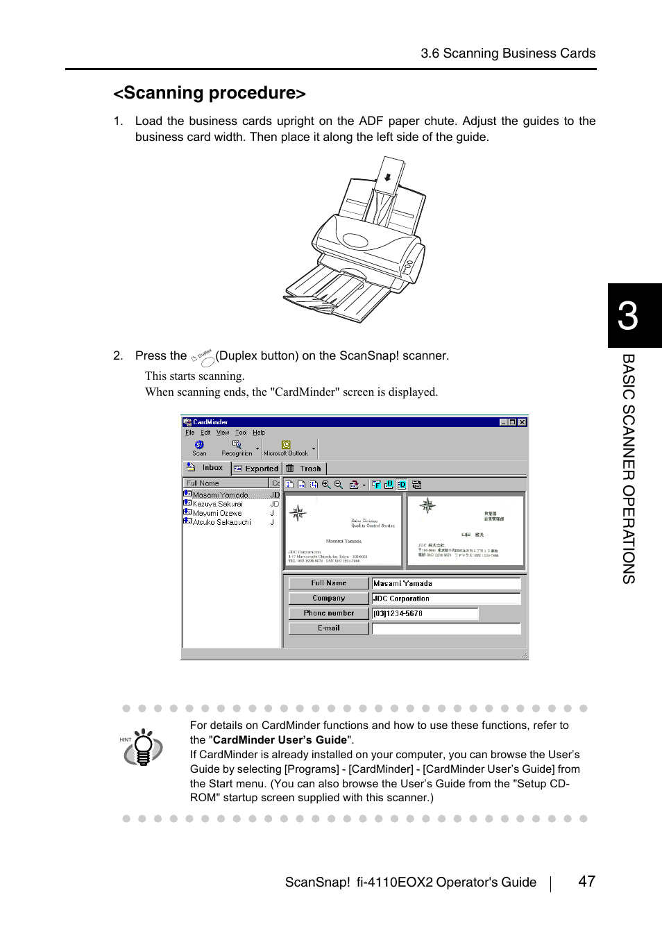 Scanning procedure | FUJITSU SCANSNAP! FI-4110EOX2 User Manual | Page 63 / 97