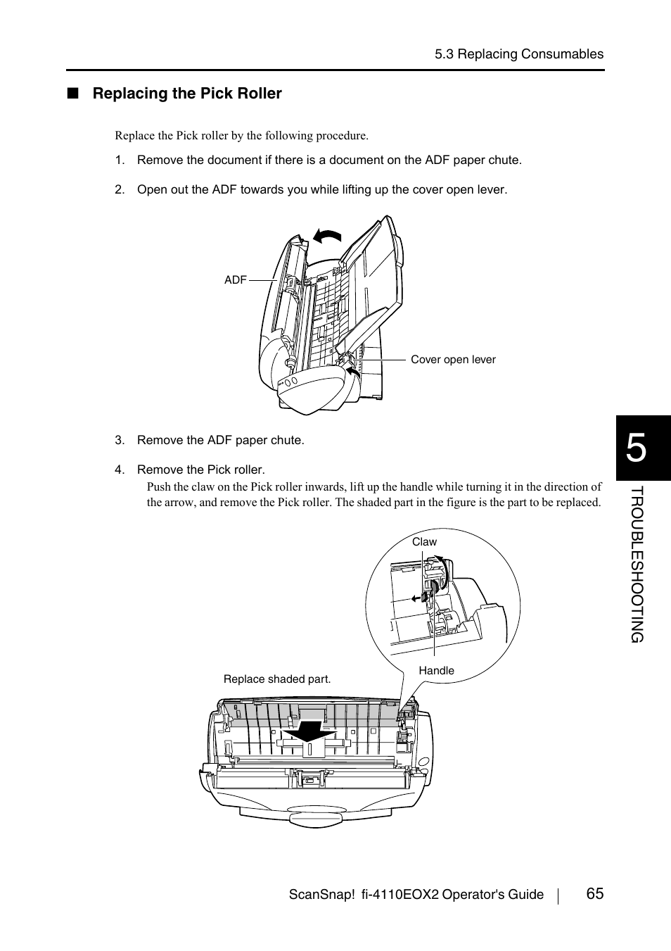 Replacing the pick roller | FUJITSU SCANSNAP! FI-4110EOX2 User Manual | Page 81 / 97