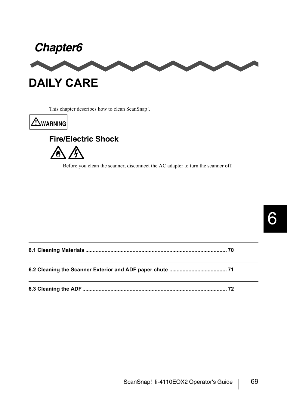 Chapter6 daily care, Chapter6 daily, Care | FUJITSU SCANSNAP! FI-4110EOX2 User Manual | Page 85 / 97