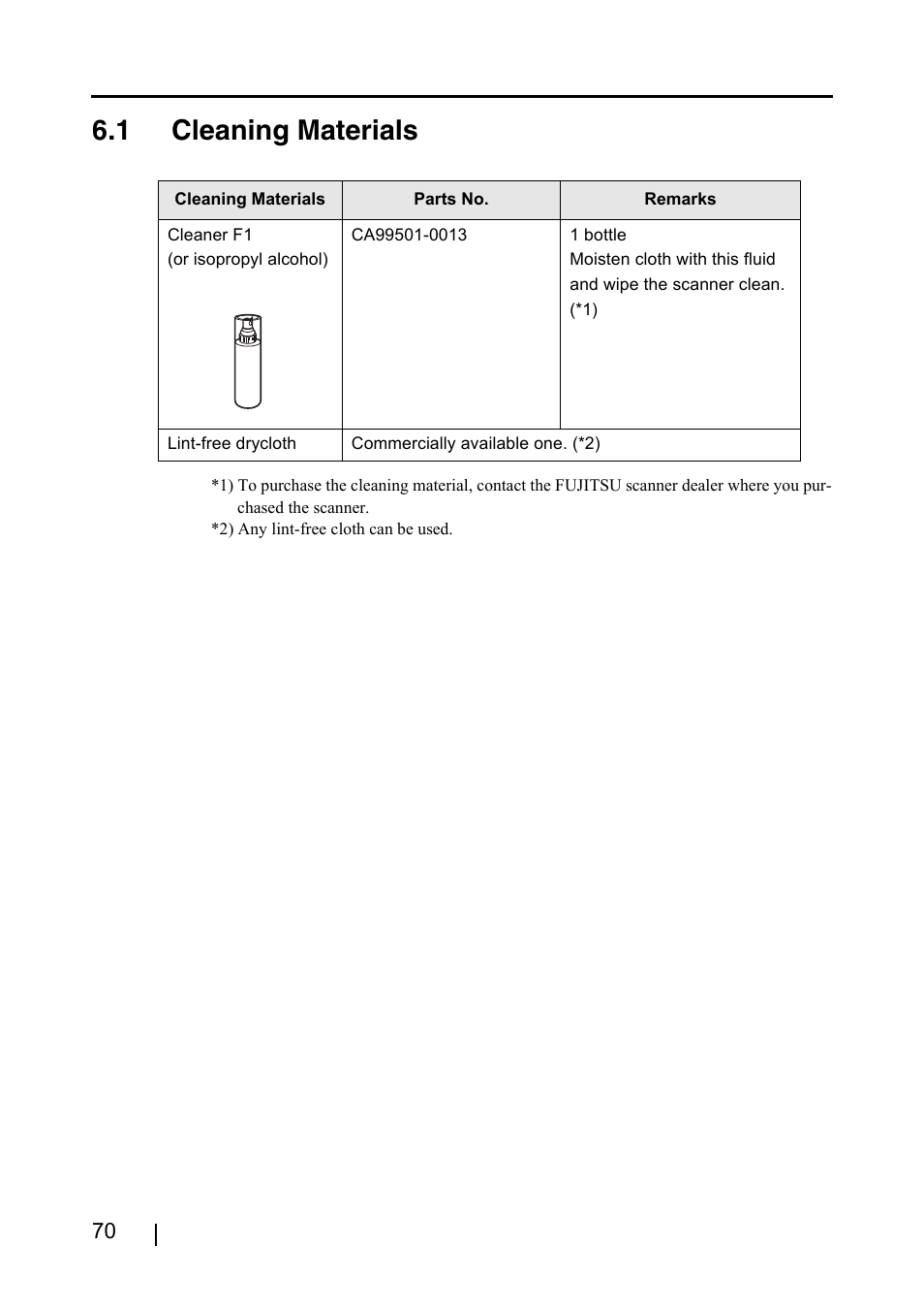 1 cleaning materials | FUJITSU SCANSNAP! FI-4110EOX2 User Manual | Page 86 / 97