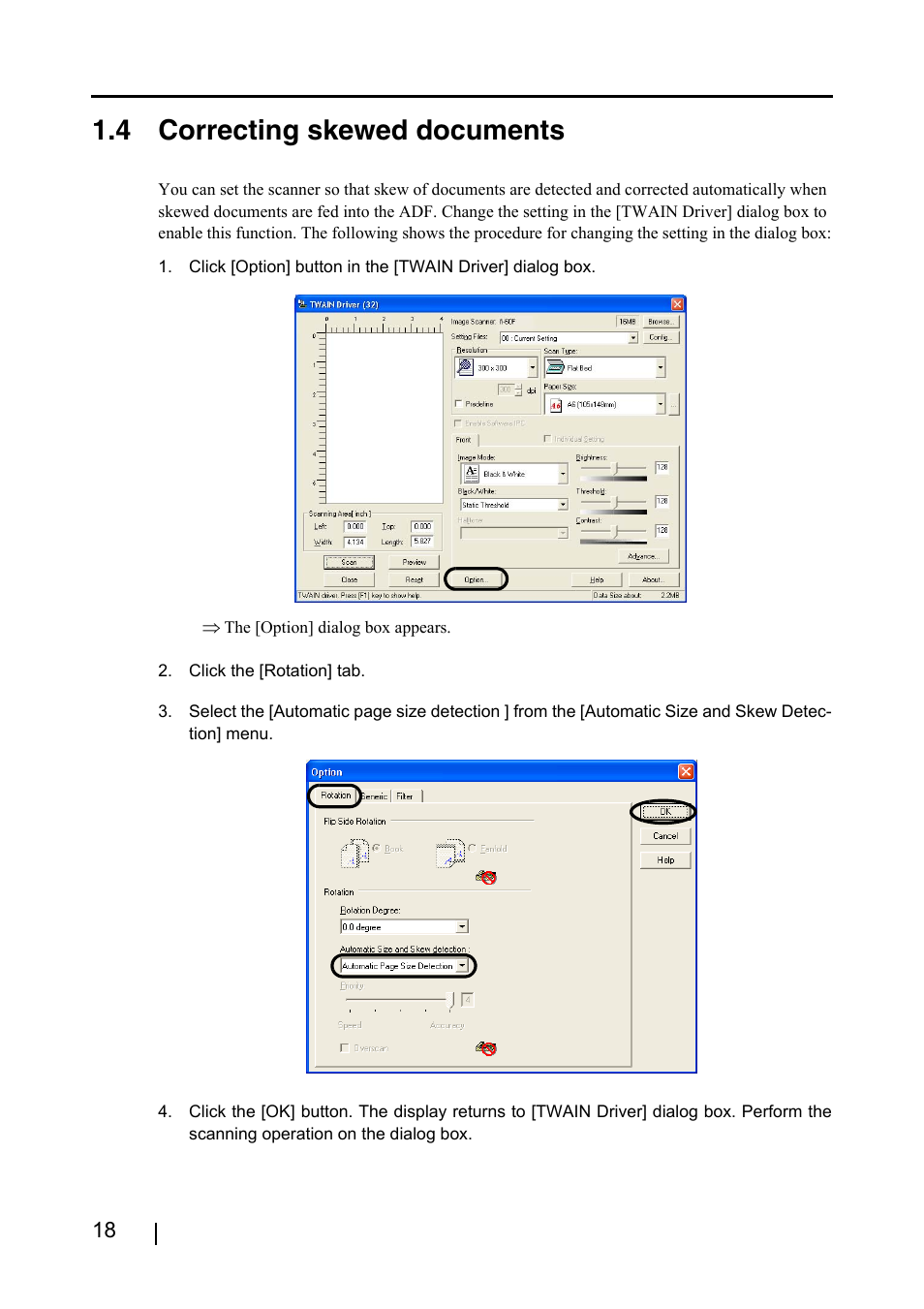 4 correcting skewed documents | FUJITSU fi-60F User Manual | Page 32 / 55