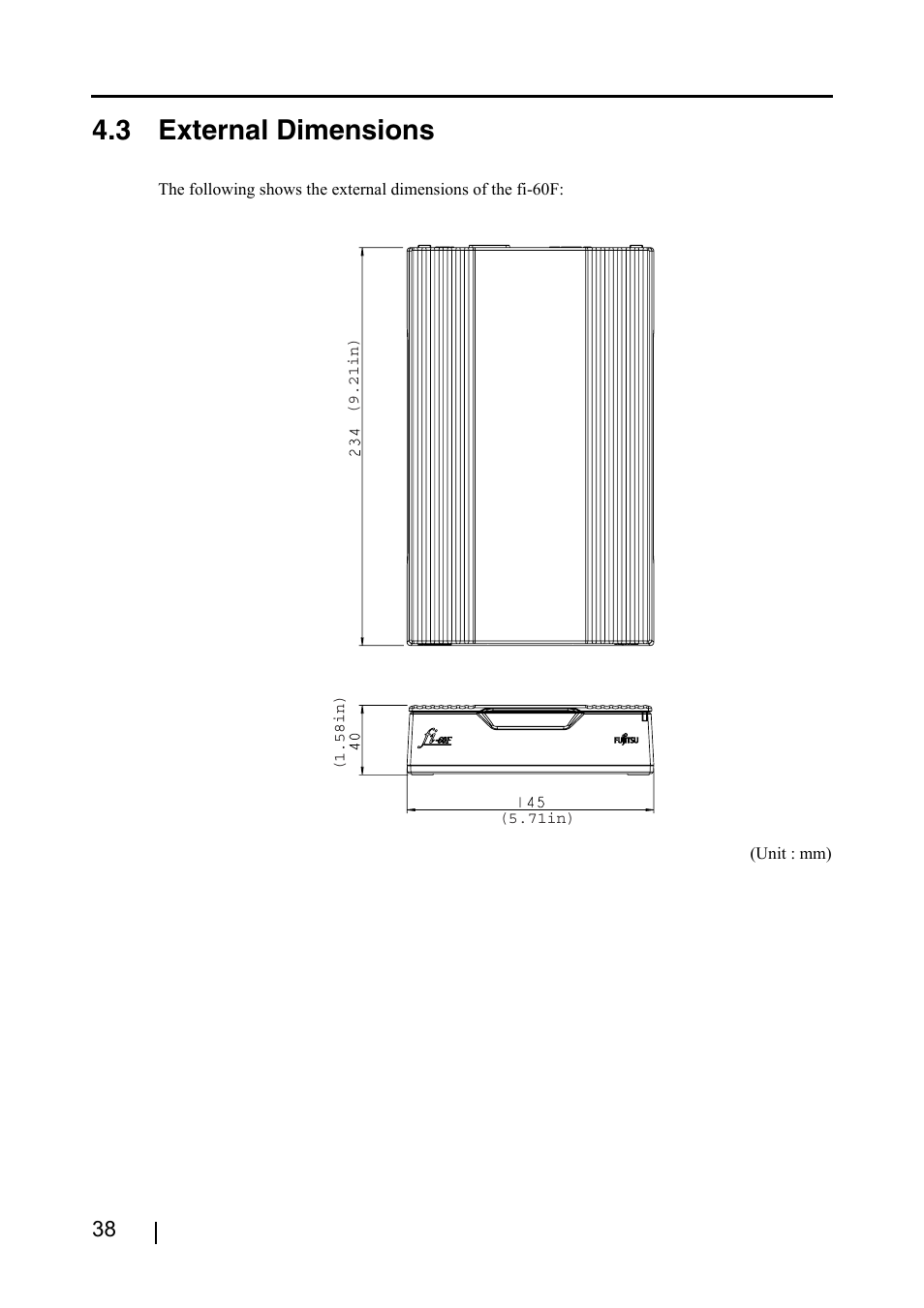 3 external dimensions | FUJITSU fi-60F User Manual | Page 52 / 55