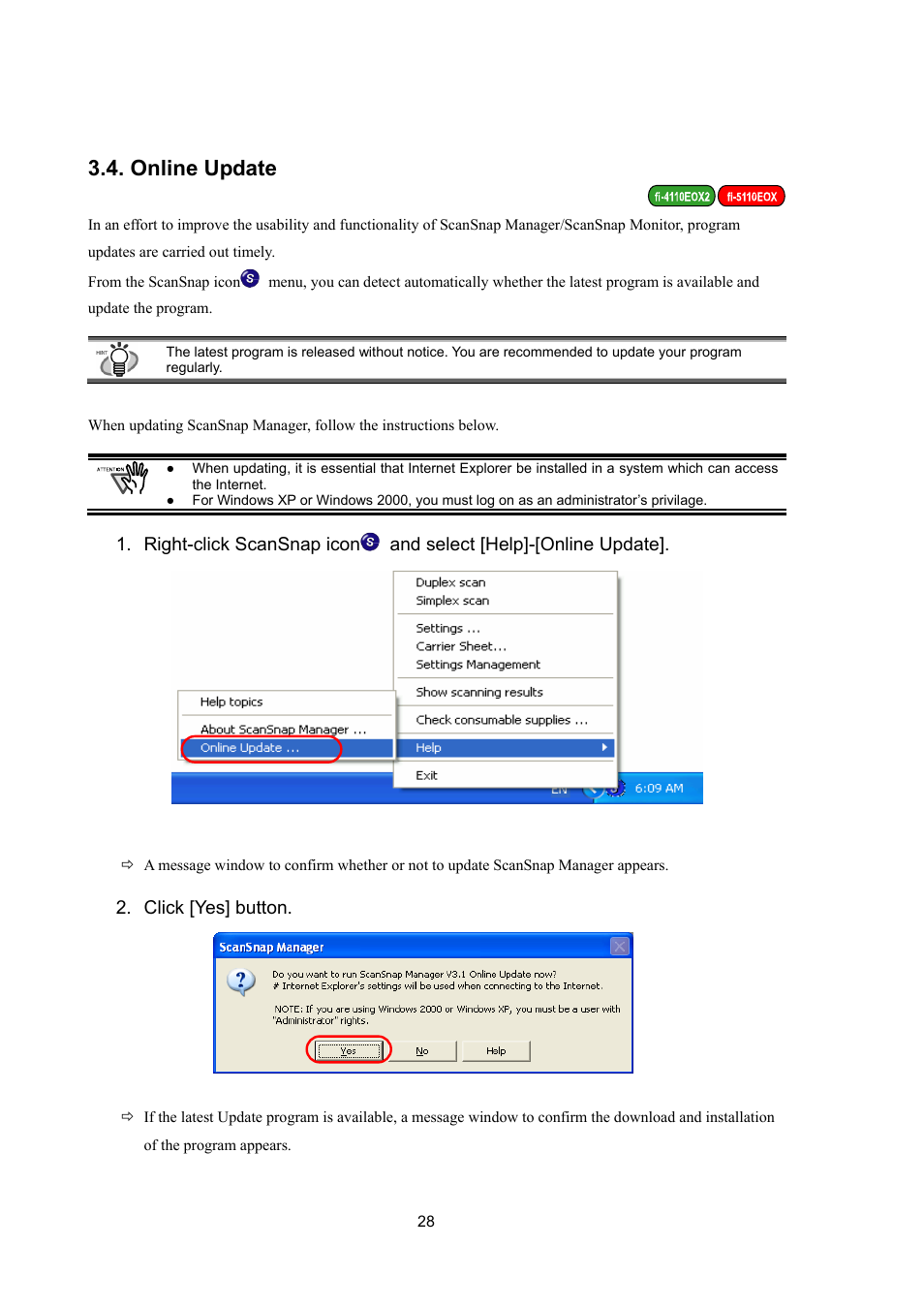 Online update | FUJITSU ScanSnap Upgrade P2WW-1860-01EN Scanner User Manual | Page 32 / 55