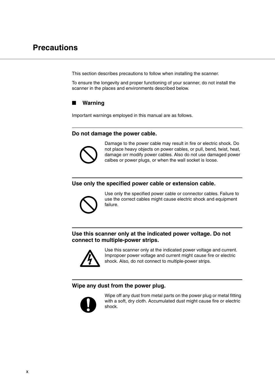 Precautions | FUJITSU fi-4340C User Manual | Page 12 / 114