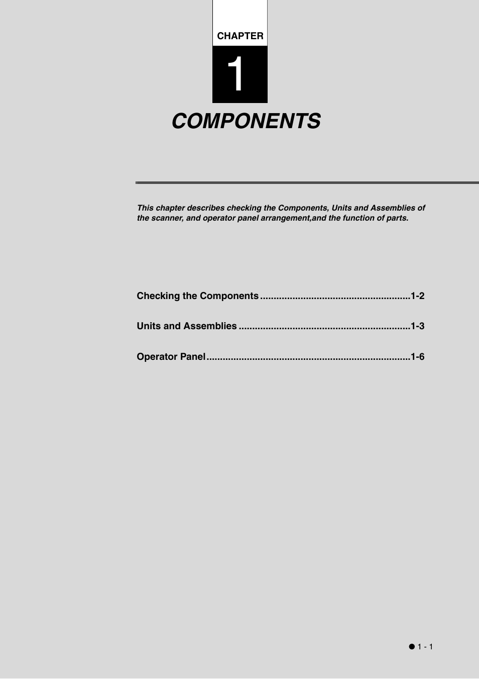 Components, Chapter 1 components -1 | FUJITSU fi-4340C User Manual | Page 21 / 114