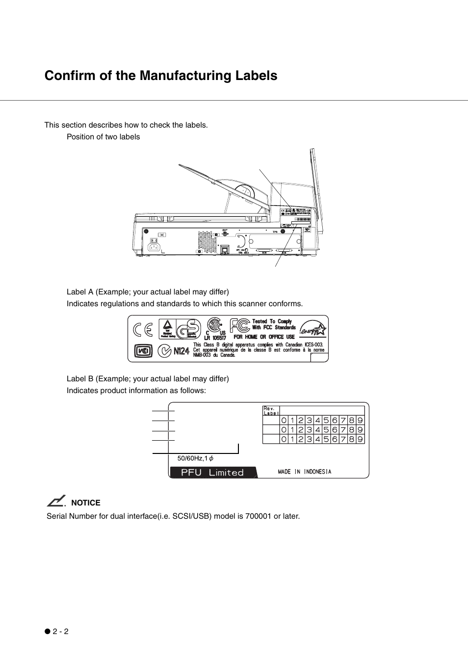 Confirm of the manufacturing labels, Confirm of the manufacturing labels -2 | FUJITSU fi-4340C User Manual | Page 30 / 114