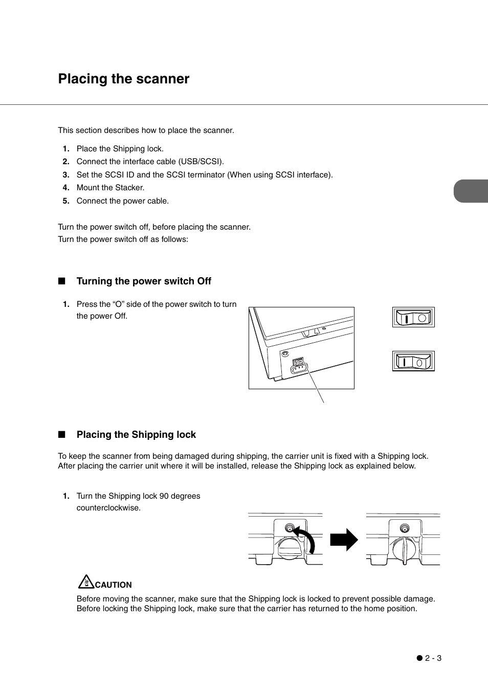 Placing the scanner, Placing the scanner -3 | FUJITSU fi-4340C User Manual | Page 31 / 114