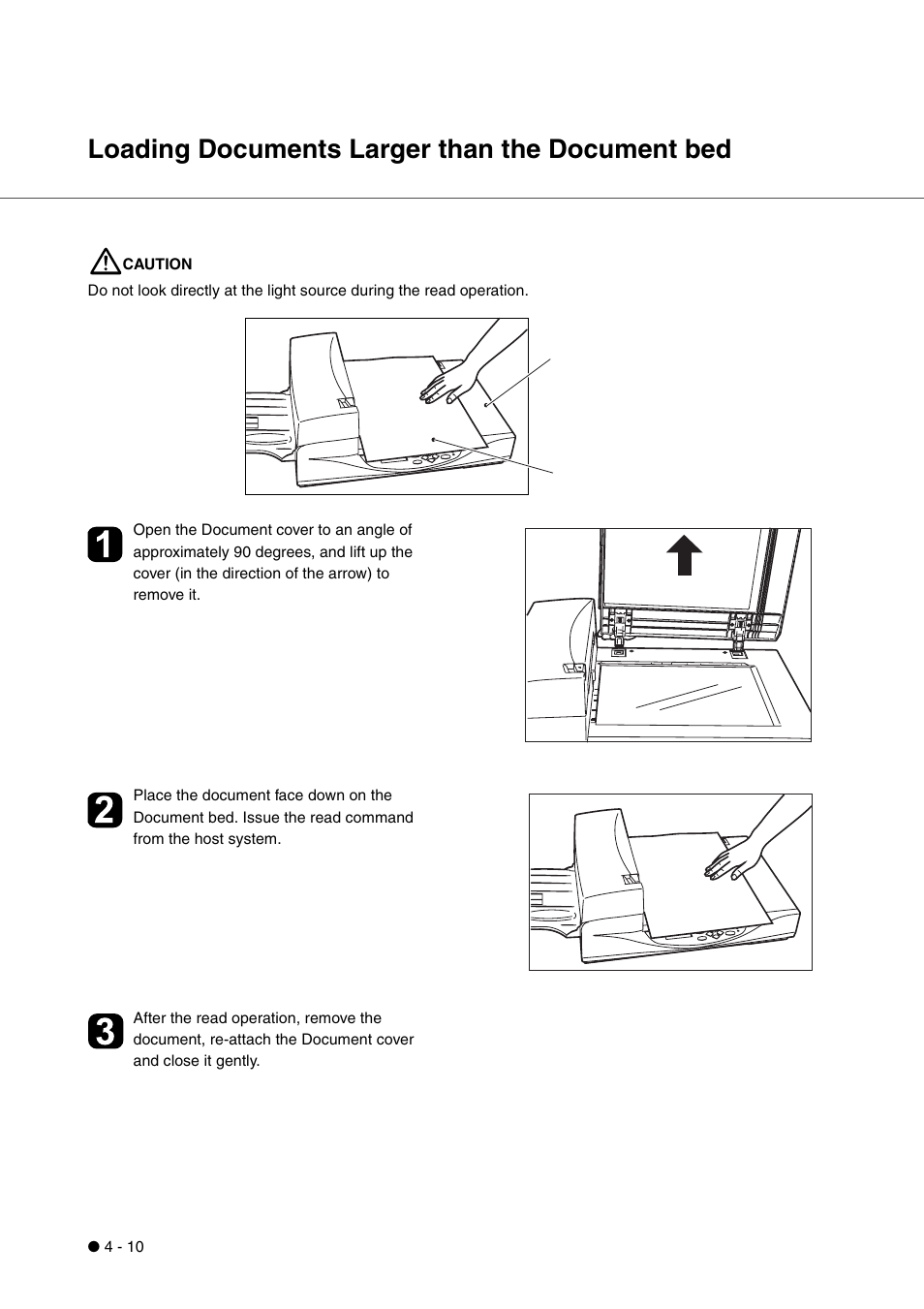 Loading documents larger than the document bed, Loading documents larger than the document bed -10 | FUJITSU fi-4340C User Manual | Page 46 / 114