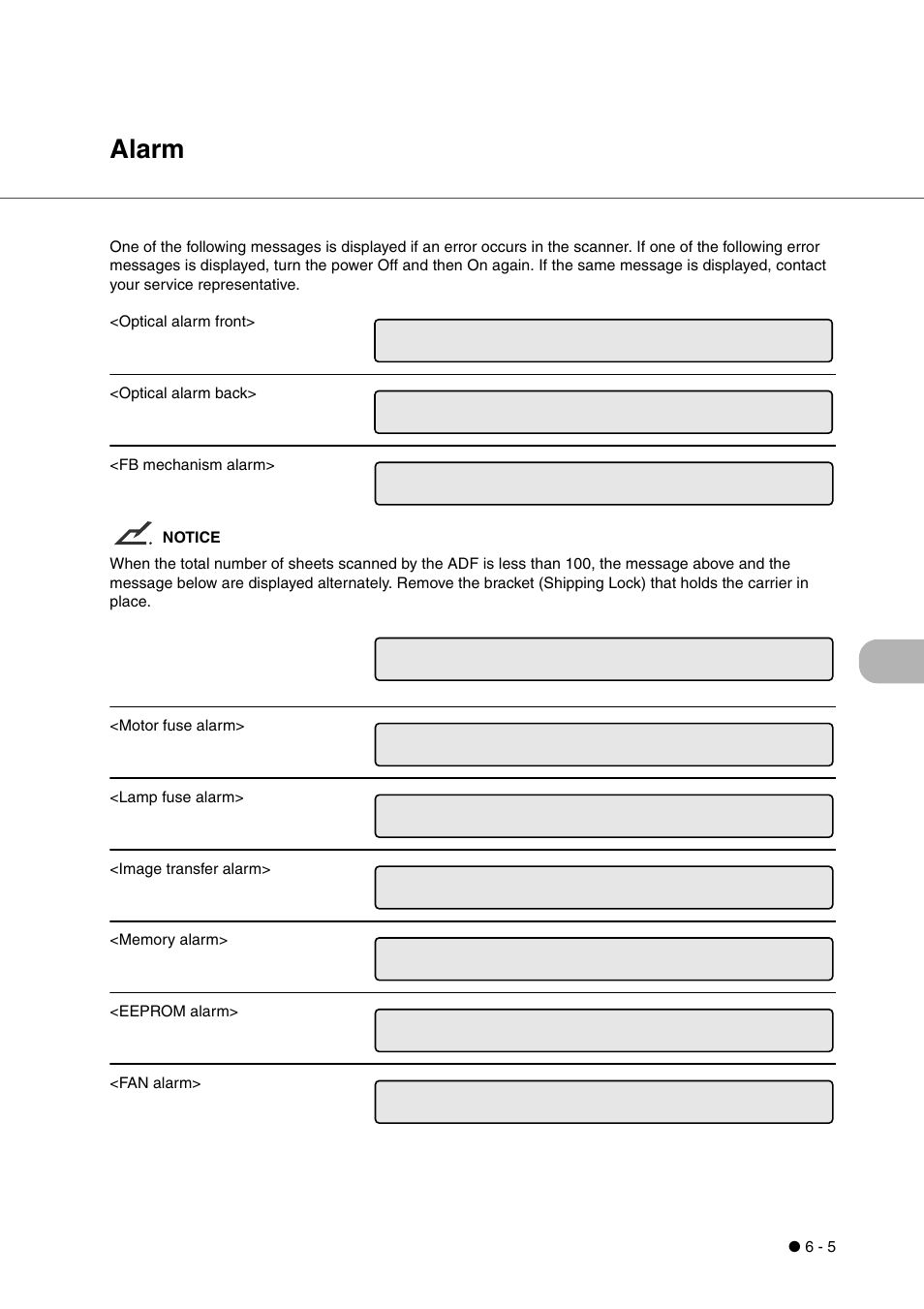 Alarm, Alarm -5 | FUJITSU fi-4340C User Manual | Page 63 / 114