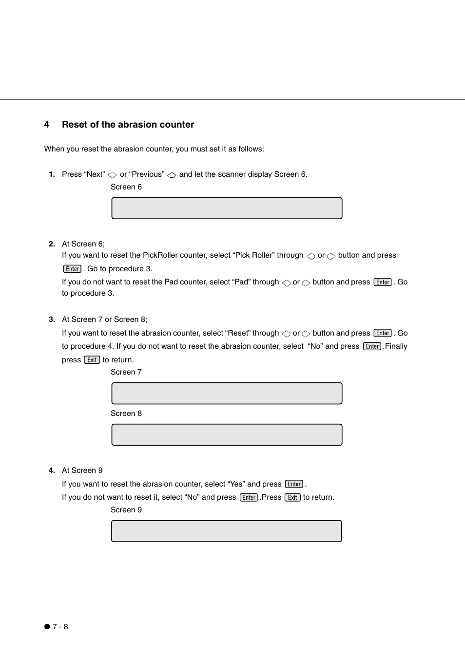 4reset of the abrasion counter | FUJITSU fi-4340C User Manual | Page 72 / 114