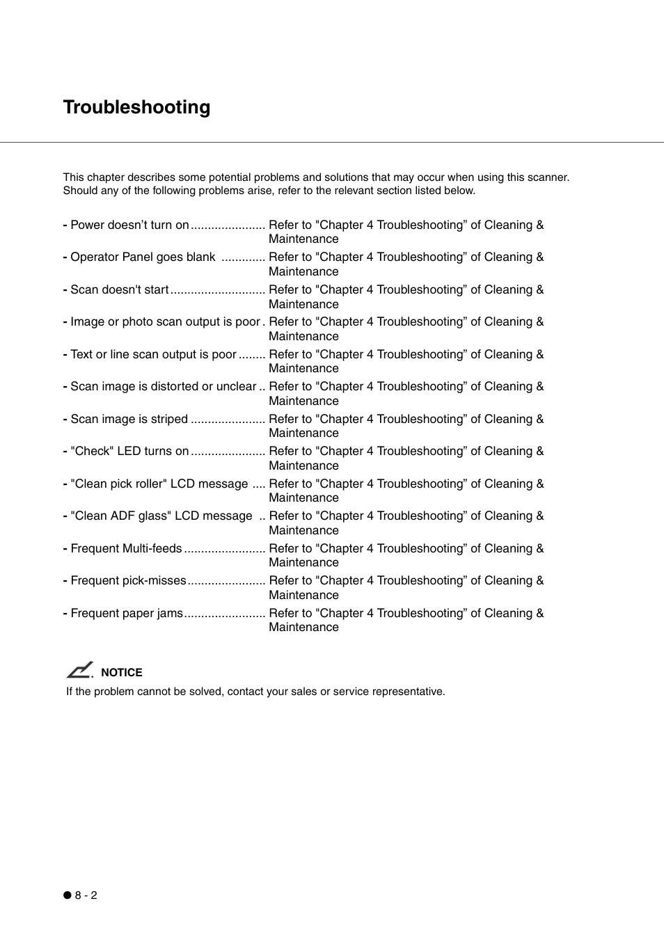 Troubleshooting, Troubleshooting -2 | FUJITSU fi-4340C User Manual | Page 88 / 114