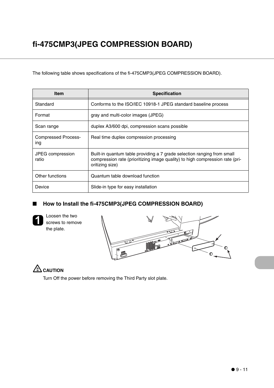 Fi-475cmp3(jpeg compression board), Fi-475cmp3(jpeg compression board) -11 | FUJITSU fi-4340C User Manual | Page 99 / 114