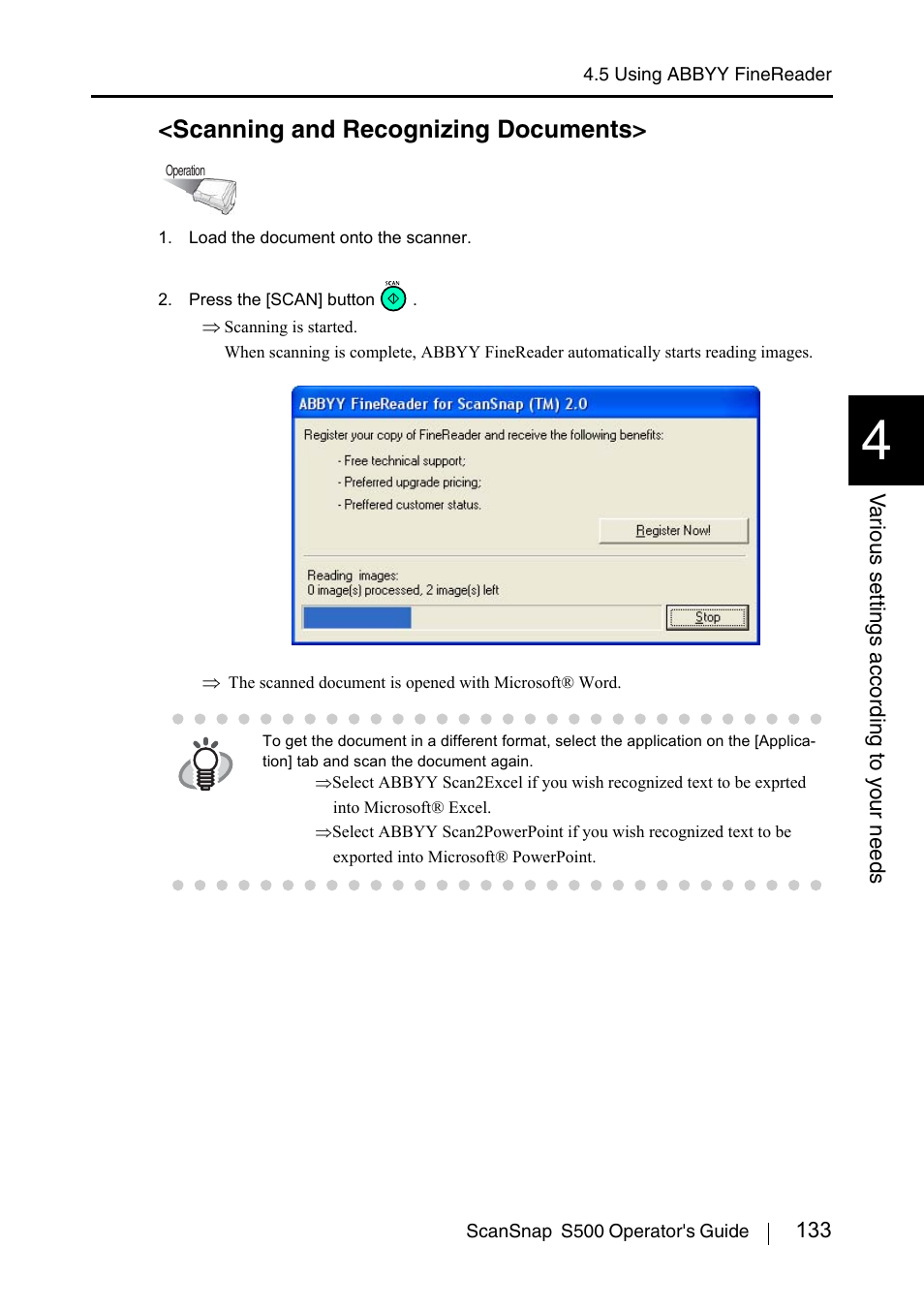 Scanning and recognizing documents | FUJITSU ScanSnap S500 User Manual | Page 151 / 196