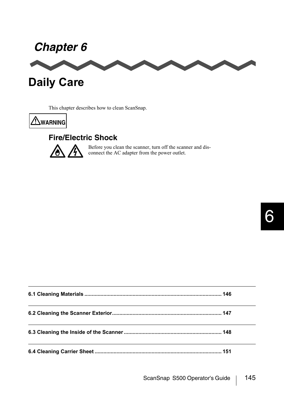 Chapter 6 daily care | FUJITSU ScanSnap S500 User Manual | Page 163 / 196