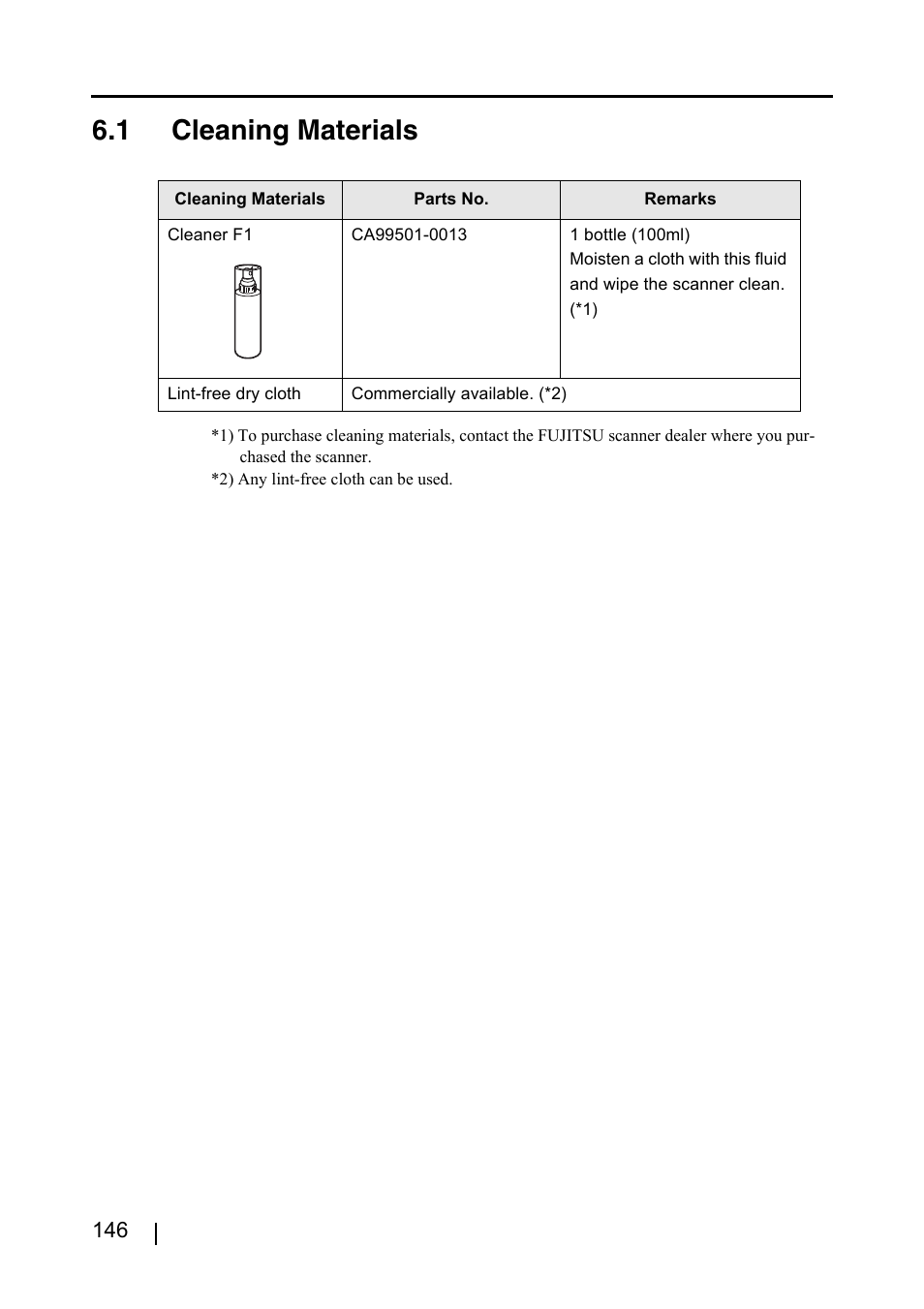 1 cleaning materials | FUJITSU ScanSnap S500 User Manual | Page 164 / 196