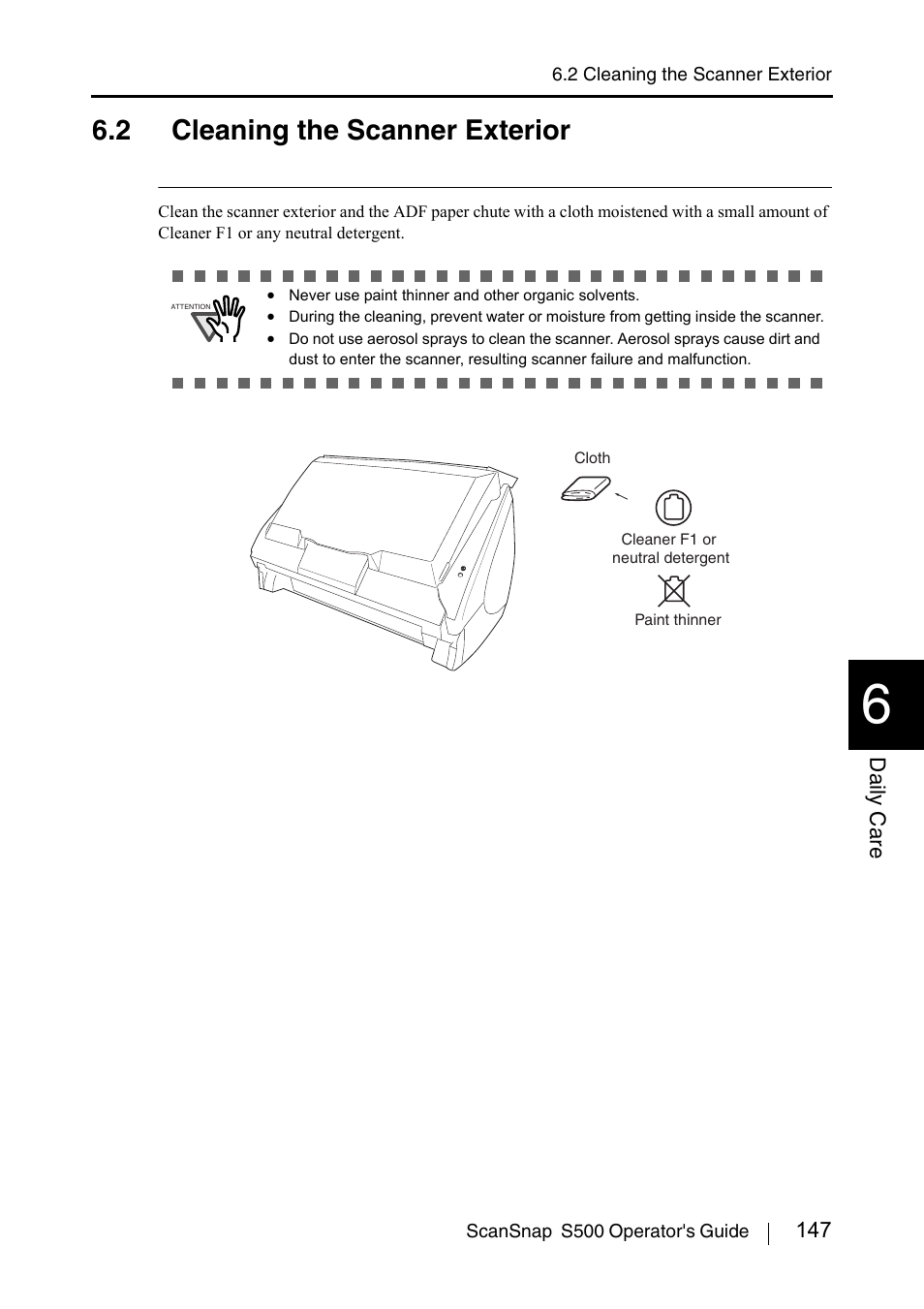 2 cleaning the scanner exterior | FUJITSU ScanSnap S500 User Manual | Page 165 / 196