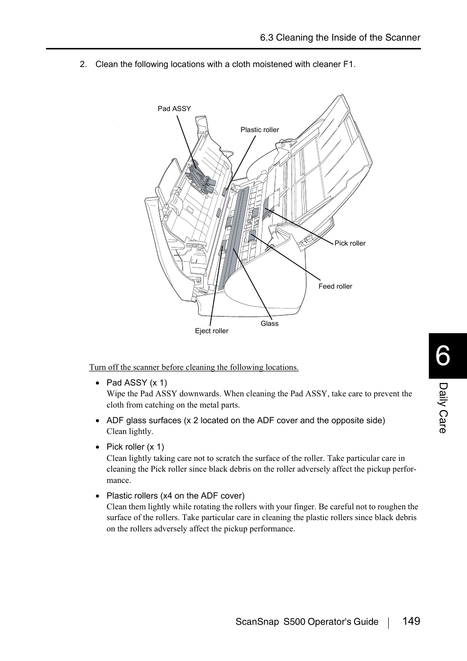 149 daily care | FUJITSU ScanSnap S500 User Manual | Page 167 / 196